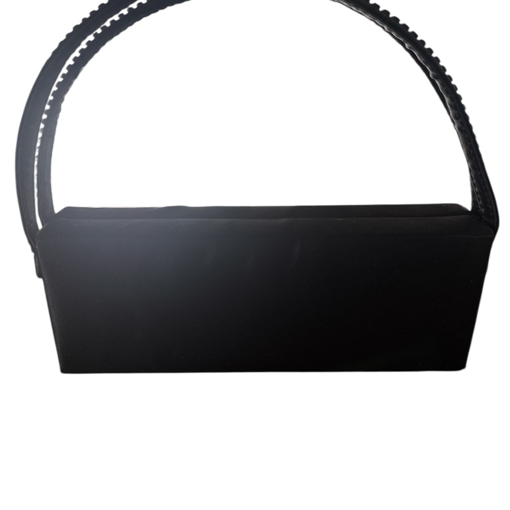 Elegant Black Satin Handbag with Rhinestone Handles